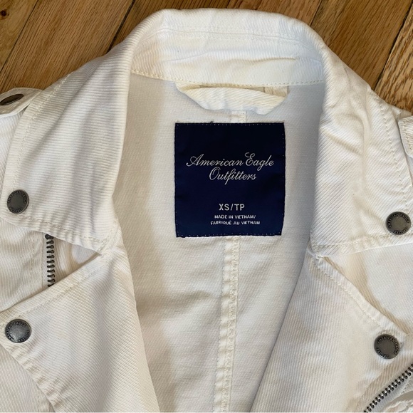 American Eagle White Zip Up Biker Jacket - size XS - Picture 3 of 4